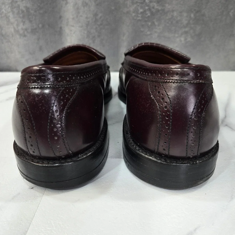Allen Edmonds Bridgeton Mens 10.5 C Burgundy Leather Tassel Kiltie Loafers Dress